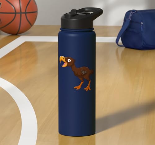 Cute Cartoon Prehistoric Animals Terror Bird For Kids Funny Stainless Steel Insulated Water Bottle - color: Navy Blue