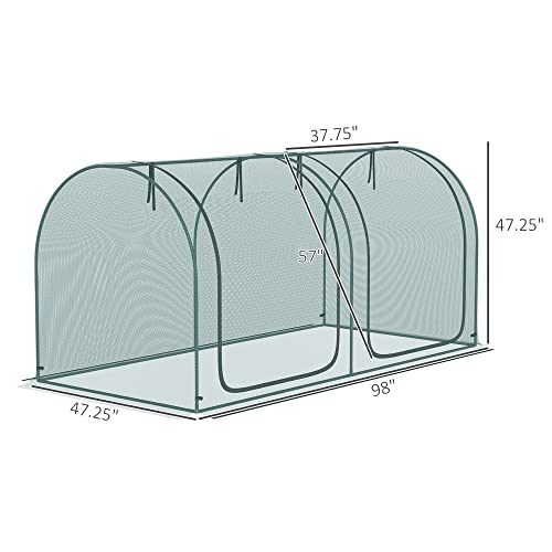 Outsunny 8' x 4' Crop Cage Plant Protection Tent for Garden, Green | Two Zippered Doors, Steel Frame, Storage Bag, 4 Ground Stakes, Yard, Lawn