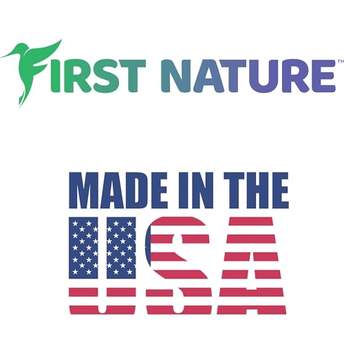 First Nature Hummingbird Flower Feeder - 32‑Ounce - Wide‑Mouth | Bright Flower Ports Attract Birds - Round Bottom Perch Fits Multiple Birds - See-Through Tank Shows Nectar Levels - size: 32 ounce
