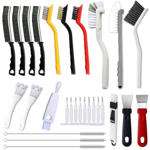 20Pcs Crevice Cleaning Brush Set, Hard Bristle Scrub Brushes for Gaps | Deep Cleaning Window Groove, Cleaning Brush for Sliding Door, Sill, Tile Lines, Shutter, Corner, Sink, Teapot, Bottle - color: White