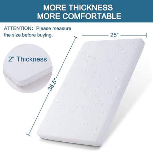 Baby Bassinet Mattress Pad, 36.5" x 25" x 2" Dual Sided Gel Memory Foam Mattress with Removable Soft Cover Fit for Dream On Me Nest/Zodiak/Zoom Portable, Pamo Babe Deluxe and Baby Trend Playard - size: Rectangle 36.5" x 25" x 2"