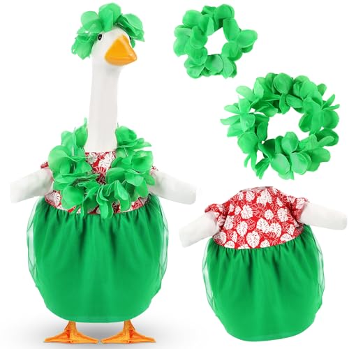 Bikini Porch Goose Outfits with Sunglasses and Swimming Tube for 23" Summer Goose Costume Garden Patio Statue Decor(Hawaii Girl) - style: Hawaii Girl