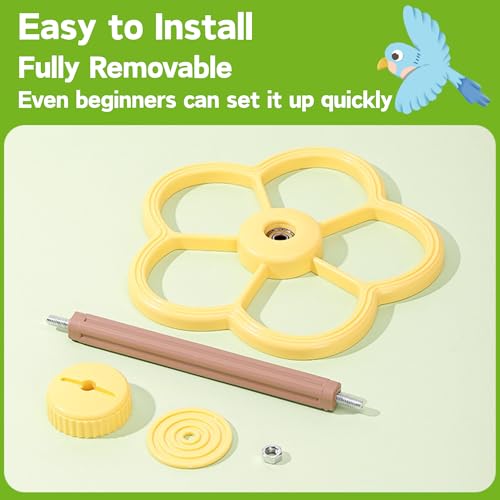 Spinning Bird-Toys Bird Cage Toys & Bird Perch Parrot-Parakeet Budgie Cockatiel Conure Macaw Chicken Parrot Enrichment Cage Accessories Small Animal Chewing Toy (Yellow Perch) - color: Yellow Perch
