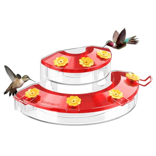 Birdream Window Hummingbird Feeders for Outdoors, with Strong Suction Cups & 7 Feeding Ports, Easy to Use and Maintain, Gift for Bird Lover, Plastic Bird Feeder, 1 Pack, 10oz - Red - size: 1 Pack