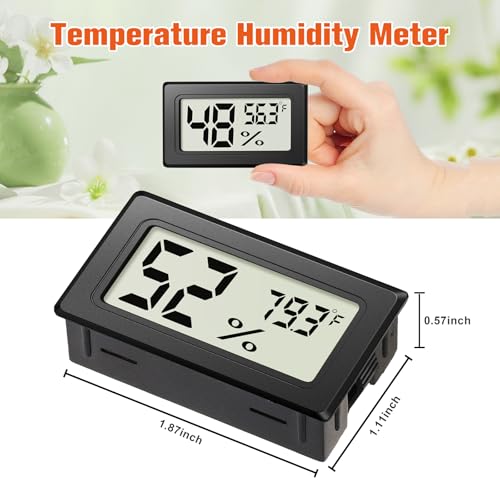 6 Pack Mini Hygrometer Indoor Humidity Meter, Digital Thermometer Monitor | Small Indoor Humidity Gauge Meter Fahrenheit (℉) for Thermostat Reptile Tank, Mason Jars JJMTDS