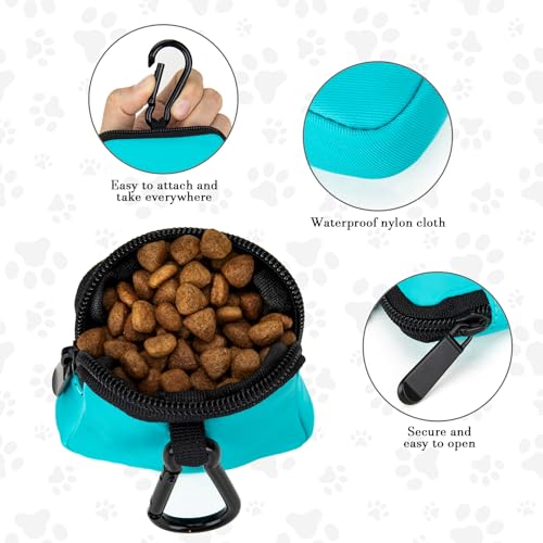 Dog Treat Pouch Pocket Sized Pet Puppy Training Pouch for Dog Training Behavior Aids, Waterproof Nylon Fabric Dog Poop Bag Holder, Hands Free Dog Walking Bag with Metal Carabiner(Lake Green) - color: Lake Green