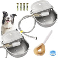 2-Pack Automatic Livestock Waterer, 304 Stainless Steel Auto Fill with Float Valve, Drainage Hole & Baffle, with 39" Hose (3/4"), Wall/Floor Mount, for Dogs, Chickens, Horses, Goats, Pigs