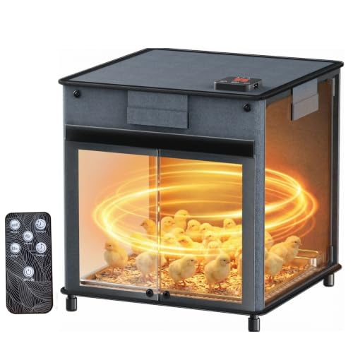 Brooder Box for Chicks,200W Chicken Brooder Heater with Adjustable Temp(77~95℉)&9H Timer&Removable Feeder, Waterer,20S Rapid Heating Brooder Plate,Poultry Coop Heater,Black