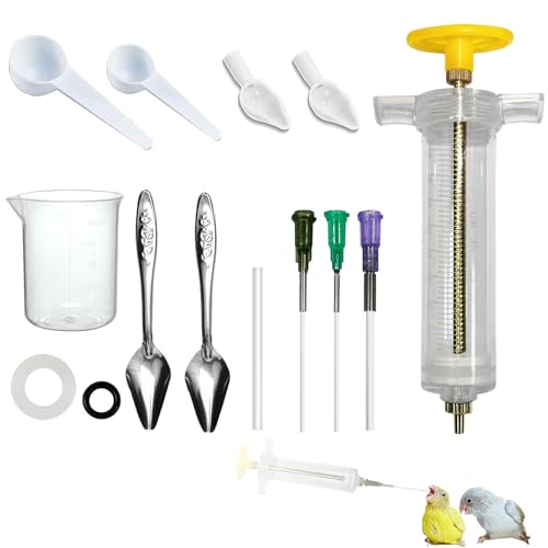 Baby Bird Feeding Syringe Set, 12-Piece Small Pet Parrot Feeder Hand Feeding Tubes Kit, Parrot Feeder Tubes Measuring Tools, for Baby Birds Small Pet