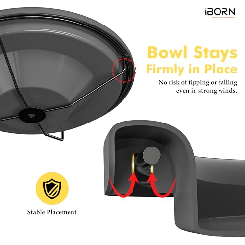 iBorn Bird Bath for Outside,36″ Freestanding Bird Bath with 3 Adjustable Height Pole,12″ BPA-Free Plastic Bowl,5-Prongs Base,Metal Pole and Plastic Birds Baths Bowl,Gray,1 Pack（Not Include Fountain） - color: Gray
