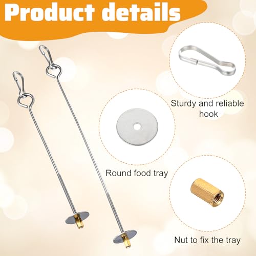 2PCS Bird Cage Food Holder with Hook, Stainless Steel Bird Feeder for Cage, Parrot Fruit Skewers, Bird Foraging Toys for Macaw Parakeet Parrot Budgie (2 Sizes)