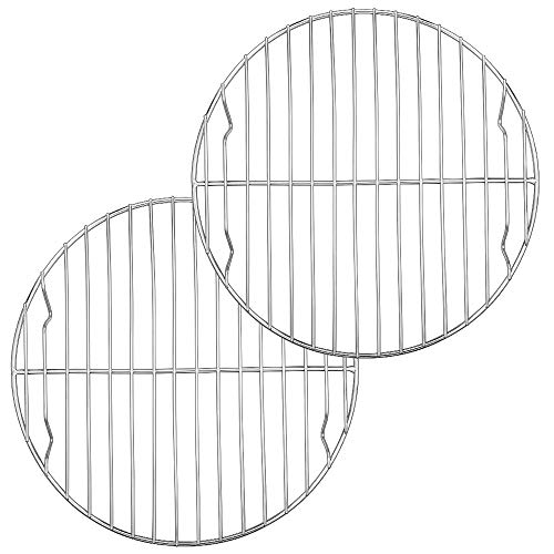 E-far 9 Inch Round Canning Cooking Racks, Stainless Steel Round Steaming Baking Cooling Rack Set of 2, Multi-Purpose for Air Fryer Pressure Cooker, Dishwasher Safe - size: 9"