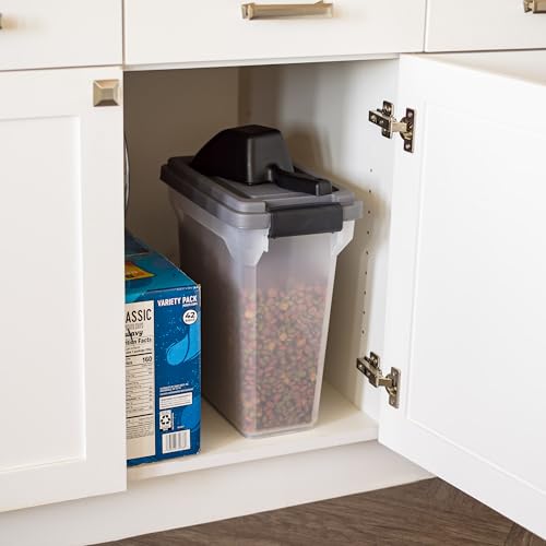 IRIS USA Dog Food Storage Container, Up to 13 lbs, Dark Gray, Made in USA | Includes 2-Cup Scoop, Airtight Seal, BPA-Free, Bird Seed, Cat food, Treats, Keeps Kibble Fresh, Pellets - color: Dark Gray/Clear