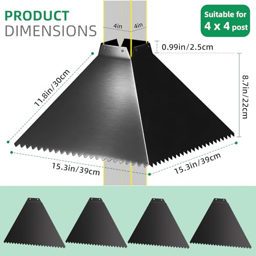 Metal Squirrel Baffle for Bird Feeder Pole, Pole Mount Bird House Guard, Squirrel Baffle for 4x4 Post (Black)