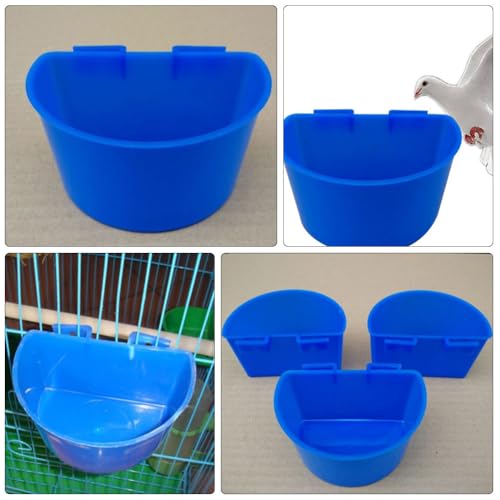 COLLBATH 10 Pcs Bird Cage Feeder Cups Plastic Cage Feeder with Hooks Semicircle Bird Water Bowl for Pigeon Feeding Water Cup for Food and 3.54 X 2.48 X 2.28 in