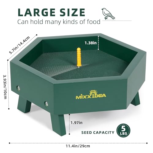 Ground Bird Feeder for Outdoors, Wooden Mesh Seed Tray for Bird Feeders, Great Attracting Garden Yard Decoration for Wild Birds Squirrels Chicken Dove, Green - color: Green