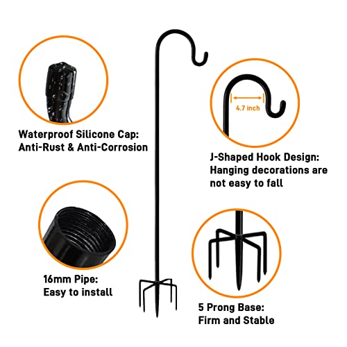 Shepherd Hooks 36 inches for Bird Feeders Outside Heavy Duty Shepherd Stand Plant Hanger Yard Hooks for Lanterns,Solar Lights,Bird Feeder,Wedding,Planter Pot-2 Packs - color: 2 packs-36in