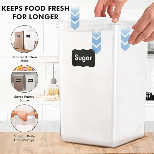 2 PC [7 Qt / 6.5L / 220 Oz] Large Food Storage Containers with Lids Airtight - BPA Free Clear Plastic Kitchen and Pantry Storage Containers for Cereal, Flour, Sugar, Rice - color: White - 2 Pack