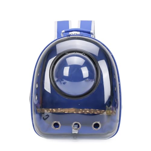 Transparent Parrot Backpack: Wooden Perch, Shoulder Strap, Breathable. Ideal for outings with Parrots, Magpies, & Birds. Comfortable & Spacious. (Dark Blue-2) - color: Dark Blue-2