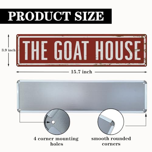 Rustic Goats House Metal Sign, Funny Goat House signs, Retro Metal Tin Sign, Wall Decor Art, Farmhouse Decor, Goat Pen Decor, Backyard Goats Gift 15.8x4 Inch - color: Farmhouse 03