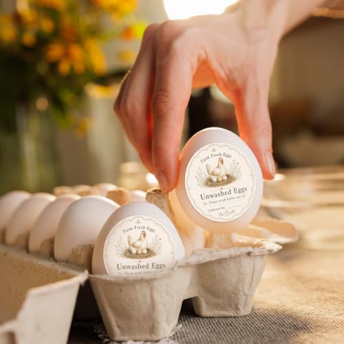 Louise Maelys 2 Inch Farm Fresh Eggs Stickers, 500Pcs Eggs Labels | Writable,Egg Carton Labels Roll, Unwashed Eggs Stickers, Collected On Date Line, Small Farm Egg Packaging,Farm Stand Supplies - color: Egg
