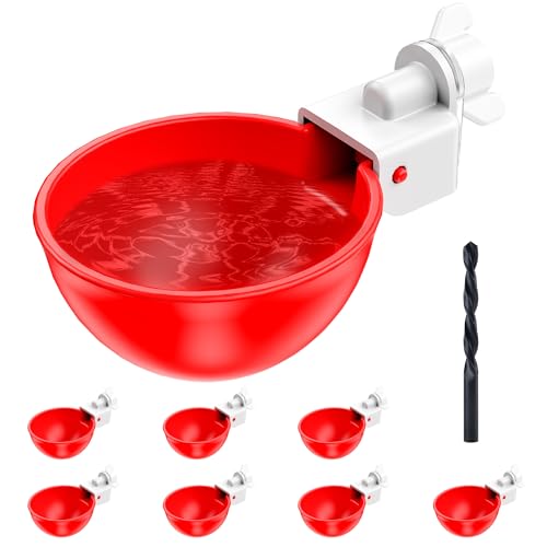 Chicken Waterer Cups, Automatic DIY Chicken Water Bowl 8 Pack | Chicken Flock Waterer Cups with 3/8'' Hole Saw for Bucket, Trough, Easy Install - size: 8 Pack