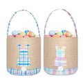 Easter Bunny Basket Canvas Easter Egg Hunts Decorations Storage Reusable Grocery Candy Bag Gifts - style: Blue+pink