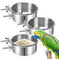 3 Pack Bird Feeding Bowls Cups Parrot Food Water Dishes, Stainless Steel Bird Bowl Cup Dish with Clamp, Birdcage Feeder Pet Cage Bowls for Parrot Cockatiel Budgie Conure Parakeet Small Animal - size: 3 Pack