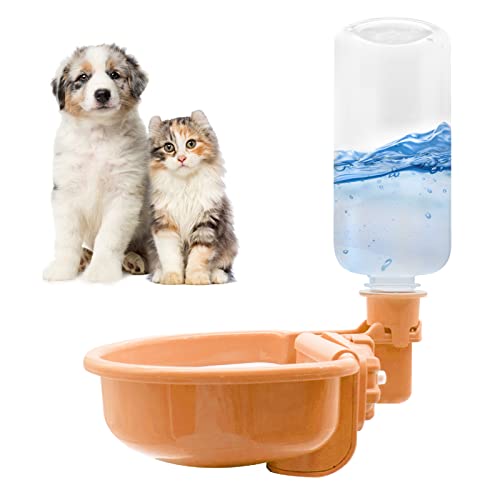VANNON Gravity Pet Water Bowl, 16oz Anti-Splash Crate Dispenser, Orange | Anti-splash gravity water bowl with a floating disk helps reduce spills while keeping water cleaner for everyday hydration. - color: C-Orange, size: 16oz