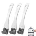 3pcs Bird Cage Brush Cleaner, Stainless Steel Bird Cleaning Brush Durable Droppings Removal Tool for Pet Parrot Fowl Cage Remover Cleaning Accessory