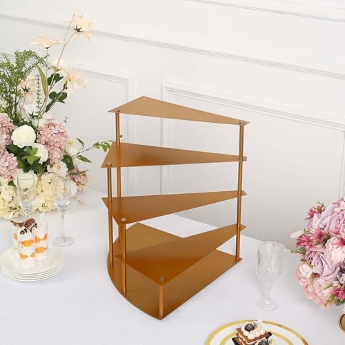 Efavormart 17" Tall 4-Tier Gold Metal Spiral Stairway Cupcake Display Stand, Dessert Cake Step Pedestal Tray - color: Gold, size: 4-Tier 17" Spiral