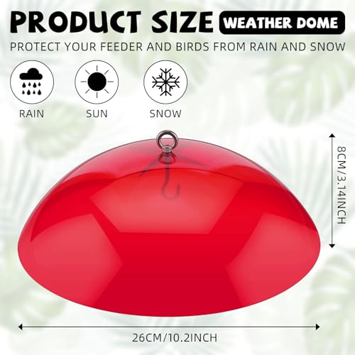 4 Pcs 10.2 Inch Plastic Bird Feeders Dome Cover for Hanging Hummingbird Feeder Weather Guard Protective Dome Squirrel Baffle for Bird Feeder Pole Covers(Red) - color: Red