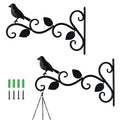 JIALAI HOME Hanging Plants Bracket 12" Bird Planter Outdoor Hooks Hangers for Flower Baskets Pot Bird Feeder Wind Chimes Lanterns Patio Garden Outdoor Indoor Metal Black, 2 Pack - style: Bird