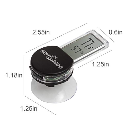 REPTI ZOO Reptile Terrarium Thermometer Hygrometer Digital LCD Display Pet Rearing Box Reptiles Tank Thermometer Hygrometer with Suction Cup