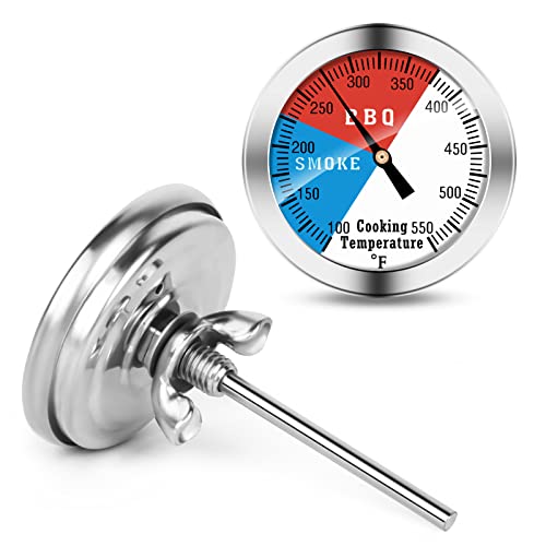BBQ Thermometer Gauge - Charcoal Grill Pit Smoker Temp Gauge Grill Thermometer with Fahrenheit and Heat Indicator (1 Pack) - color: Blue