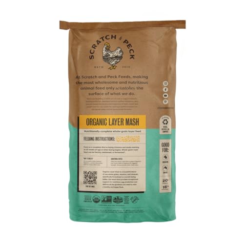 Scratch and Peck Feeds | Layer Mash for Chickens & Ducks | 25 lb Bag | 16% Protein, Corn & Soy Free, Fermentable Whole Grains, Certified Organic & Non-GMO Project Verified, Complete Nutrition - size: 25 Pound (Pack of 1), style: Layer Feed