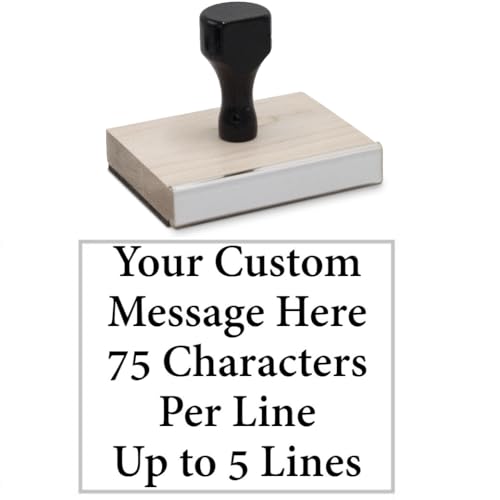 Infusion Custom Text Traditional Wood Stamp with Plastic Handle, 4" x 5" - size: 4" X 5"