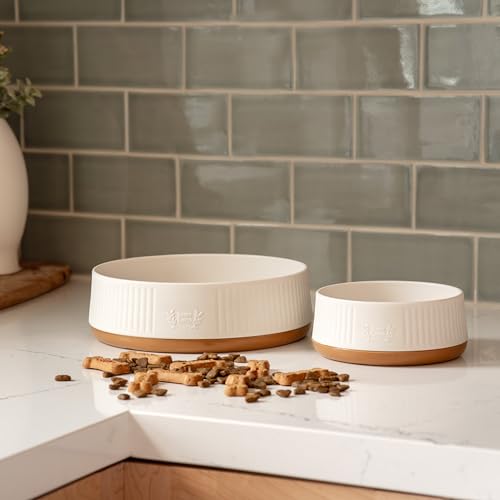Harry Barker Small Modern Dog Bowls, 2-Pack Eco-Friendly Plastic Pet Food & Water Bowls, Non-Slip Base, Dishwasher Safe, BPA-Free, Neutral Design, Holds 3 Cups Each - color: Small Bowls