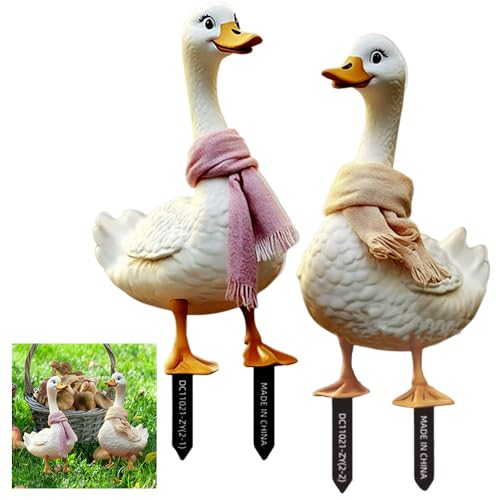 OULIGET Creative Duck Garden Decorative Stakes,Interesting Duck Garden Pile Decoration,Courtyard Decoratively Plastic Outdoor Animals,2 Pieces.