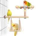Bird Spinning Perch & Swing Toy Combo, Multi-Functional Parrot Toy | Bird Toys for Parrots with 360° Spin Function, Hanging Parakeet Swing Cage Toys, Wooden Activity Gym for Cockatiel Lovebird