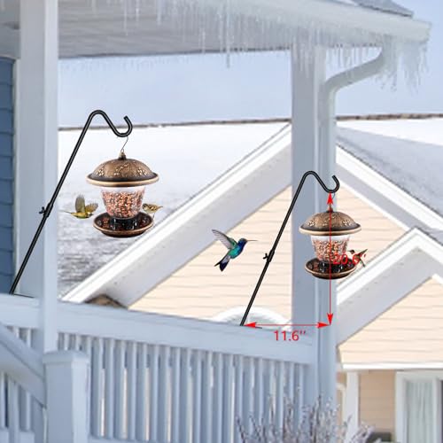 2 Pack 29 Inch Adjustable Deck Hook,Solid Steel Deck Hangers for Bird Feeders,Lanterns, Flower Basket and Suet Baskets with Clamp,Black - size: 29 Inch