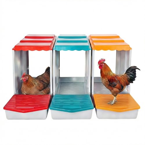 3Compartment Modular Chicken Nesting Boxes with Roll Away Design | Detachable Egg Tray; Perch Included; Modular Design Allows Individual Use or Connection of Multiple Units; Egg Collection