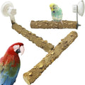 Natural Bird Perch Stand with Suction Cup for Window Mirror Car Shower Travel Bath Wood Perch Indoor Outdoor Wild Birds Small Medium Large Parrot Parakeet Cockatiel Concure Finch Lovebirds T Shape