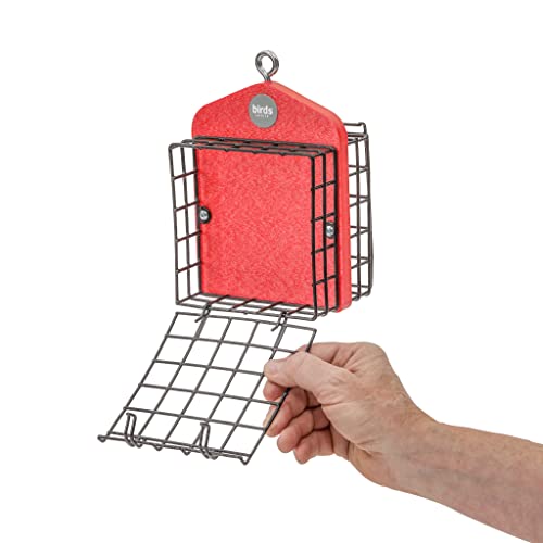 Bird's Choice Suet Feeder for Two Cakes in Red Recycled Plastic - color: Red