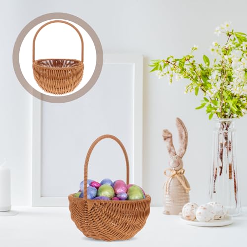 SEWACC Wicker Basket with Handle Weaving Easter Basket Flower Girl Picnic for Home Party Wedding Decor