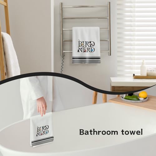 Bird Gifts Kitchen Towels, Gifts for Birds Lovers Watchers Decorative Hand Towels for Bathroom, Black and White Striped Bird Nerd Dish Tea Towel for Kitchen, 16x24 Inch