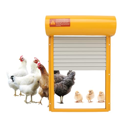 Automatic Chicken Coop Door Opener Battery Powered Timer LED Display with Programmable Controller for Chicken Duck Goose Poultry Coop (Yellow) - color: Yellow