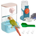BNOSDM Automatic Bird Feeder Water Dispenser Set No Mess Bird Cage Feeders Parrot Cage Accessories Transparent Seed Food Container with Perch for Finches Parakeets Budgies Lovebirds Canaries (Blue) - color: Blue