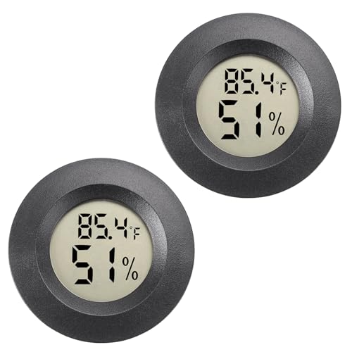 Mini Hygrometer Digital Thermometer Humidity Meter 2 Pack Hygrometer Thermometers Indoor/Outdoor Humidity Monitor Reptile Thermometer for Greenhouse Garden Cellar Fahrenheit(℉)/ Celsius(℃)