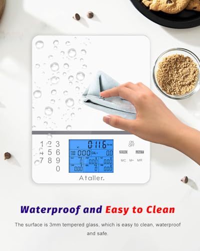 Food Scale with Nutritional Calculator, 1g Resolution Max 5kg 11Ibs | Kitchen Diet Scale, Digital Food Calorie Counting Scale for Meal Prep, Kitchen, Baking, Weight Loss, Tempered Glass, White - color: White
